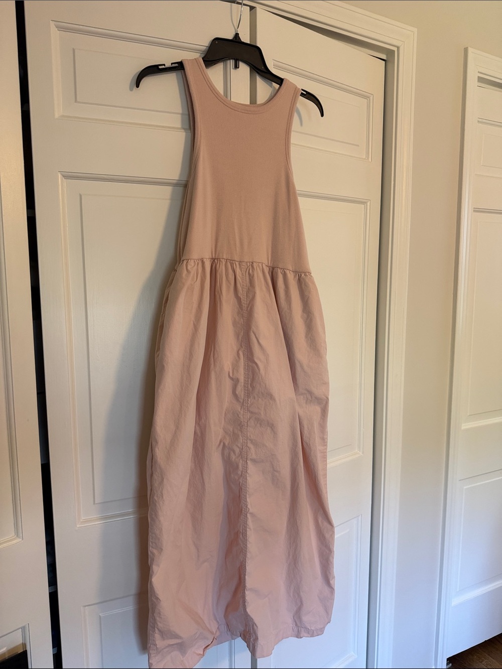 Treasure & Bond Soft Pink Ribbed Mixed Media Midi Dress